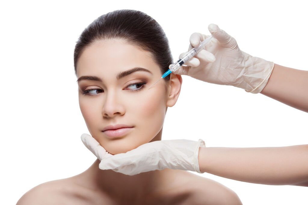 young woman receiving a botox injection